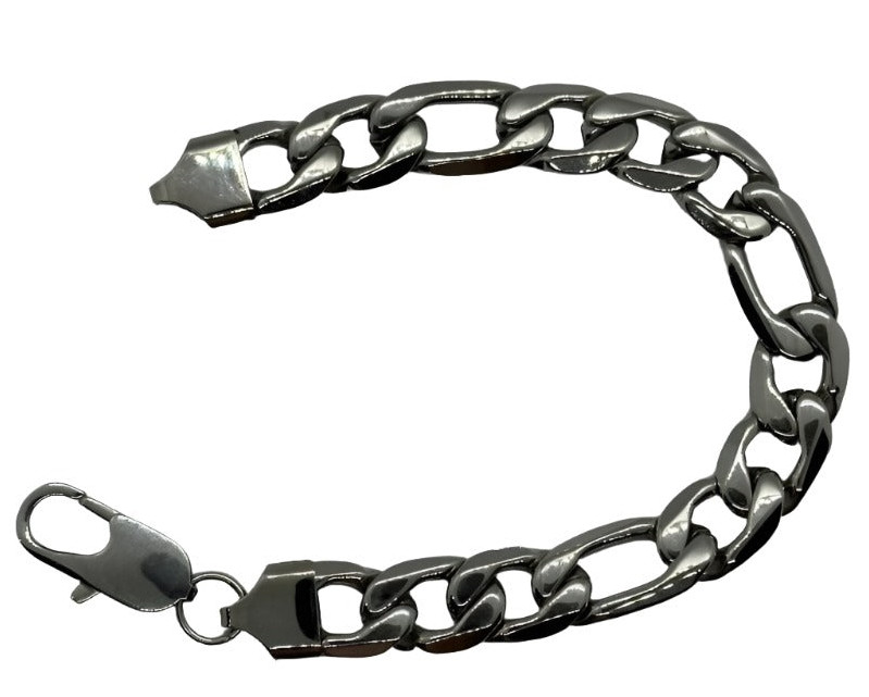 Men’s Stainless Steel Figaro Link Bracelet 12mm 22