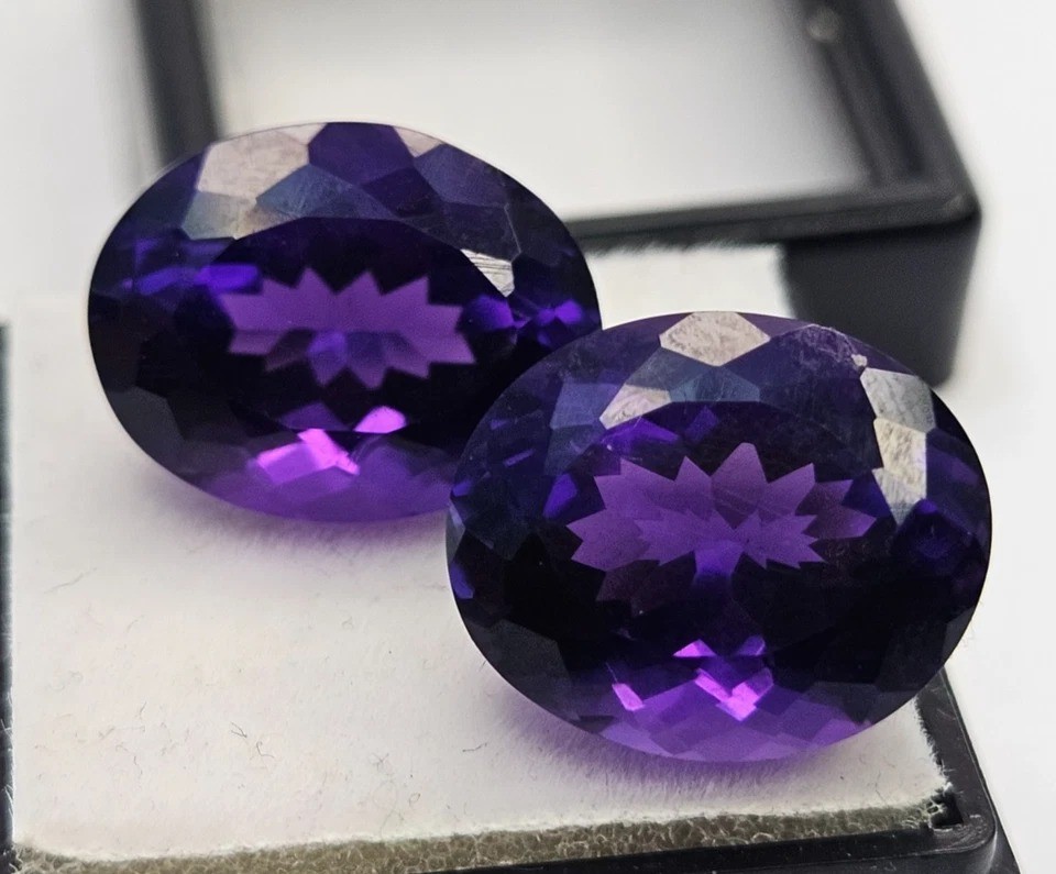 Purple Amethyst Oval Cut 22.80 Ct Natural Pair Loose Gemstone For Earring