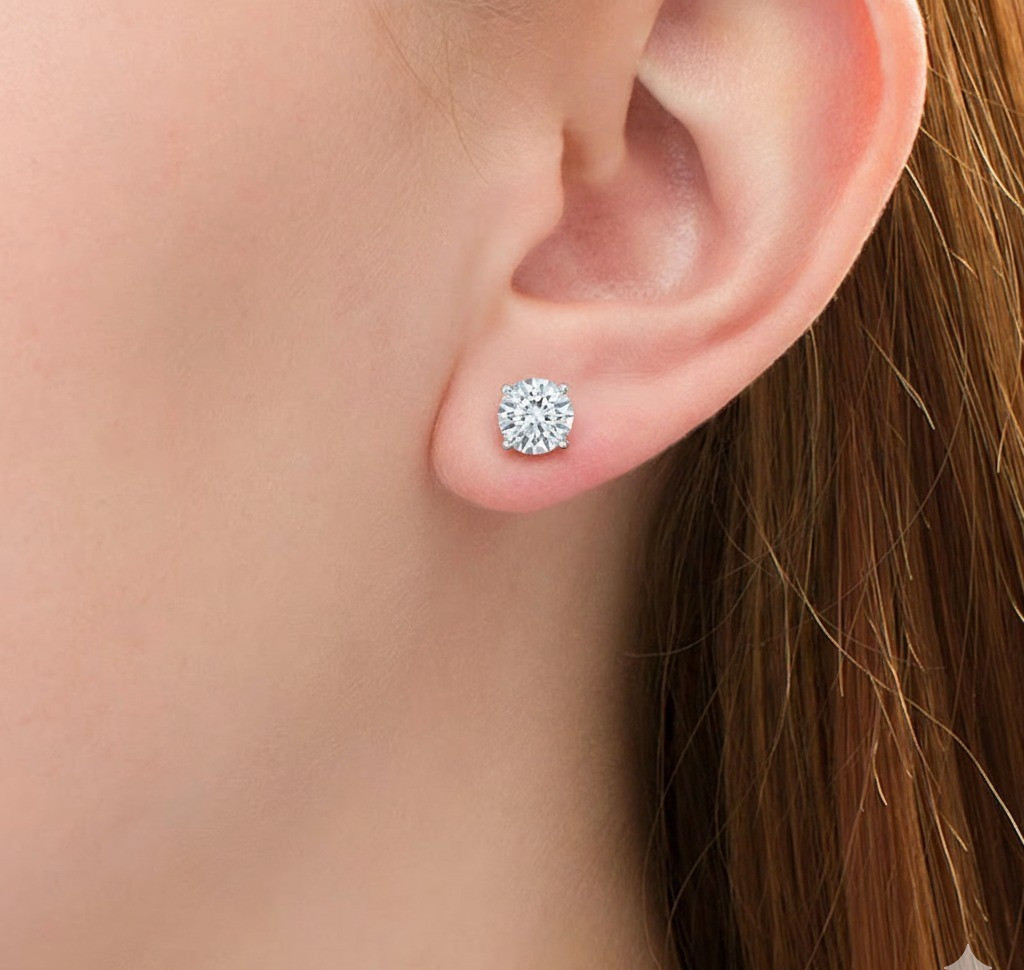 1.00-5.00 CTTW Lab grown diamonds stud Earrings set in 14K White Gold Martini