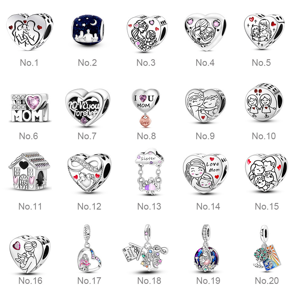 Optional Mother’s Day Gift 925 Sterling Silver Charm CZ For Beacelet Necklace