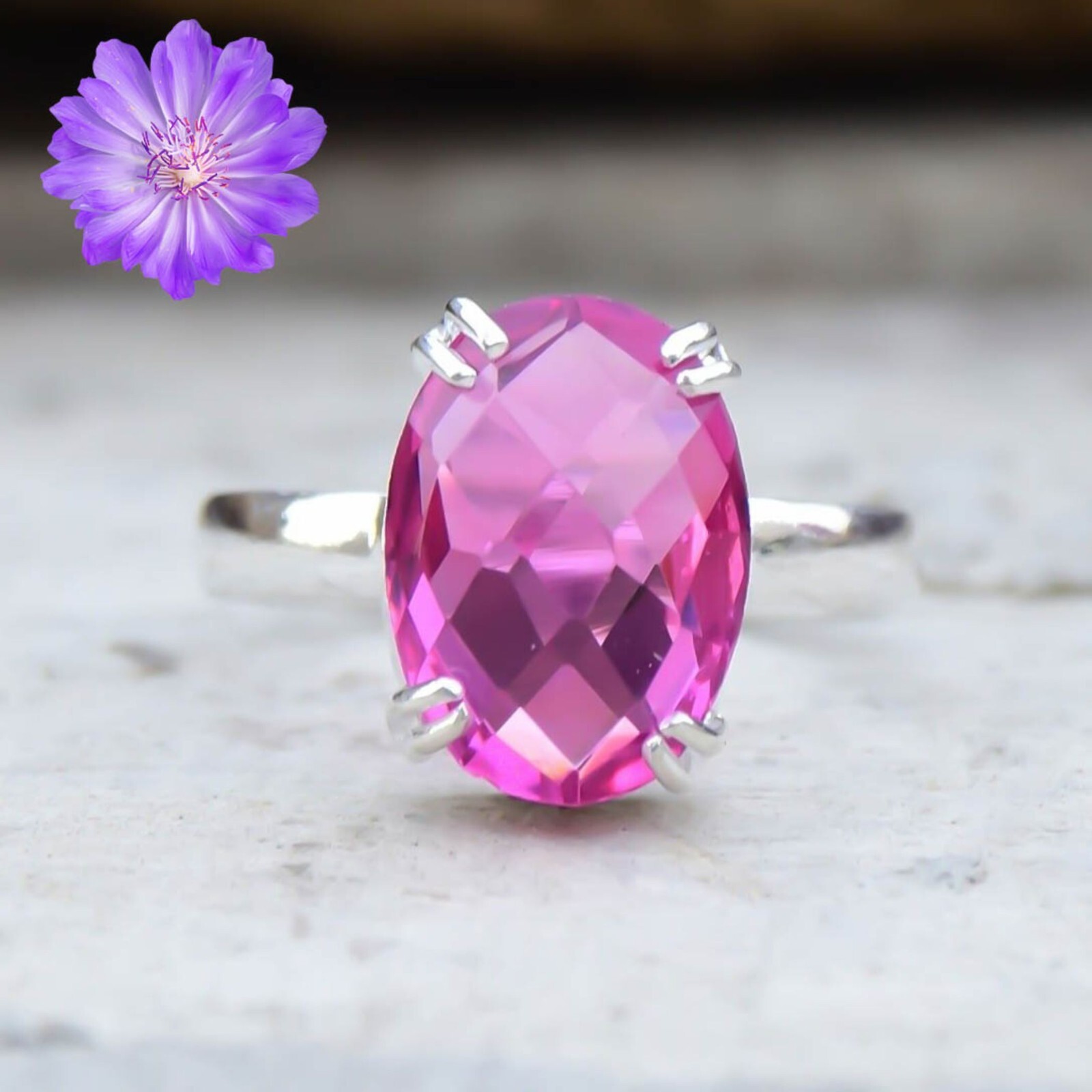 Pink Kunzite Gemstone Handmade 925 Sterling Silver Designer Jewelry Ring Gift