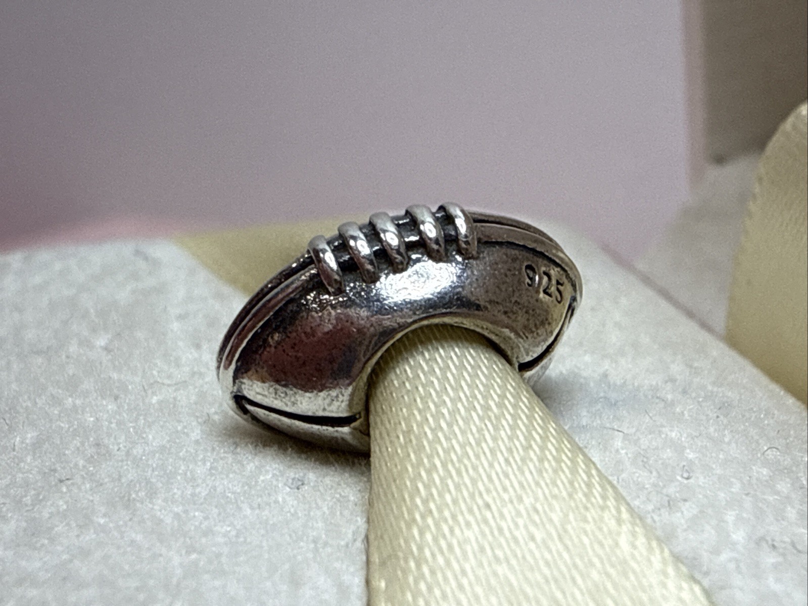 164B NWOT AUTH PANDORA SS FOOTBALL CHARM #790384 RETIRED!