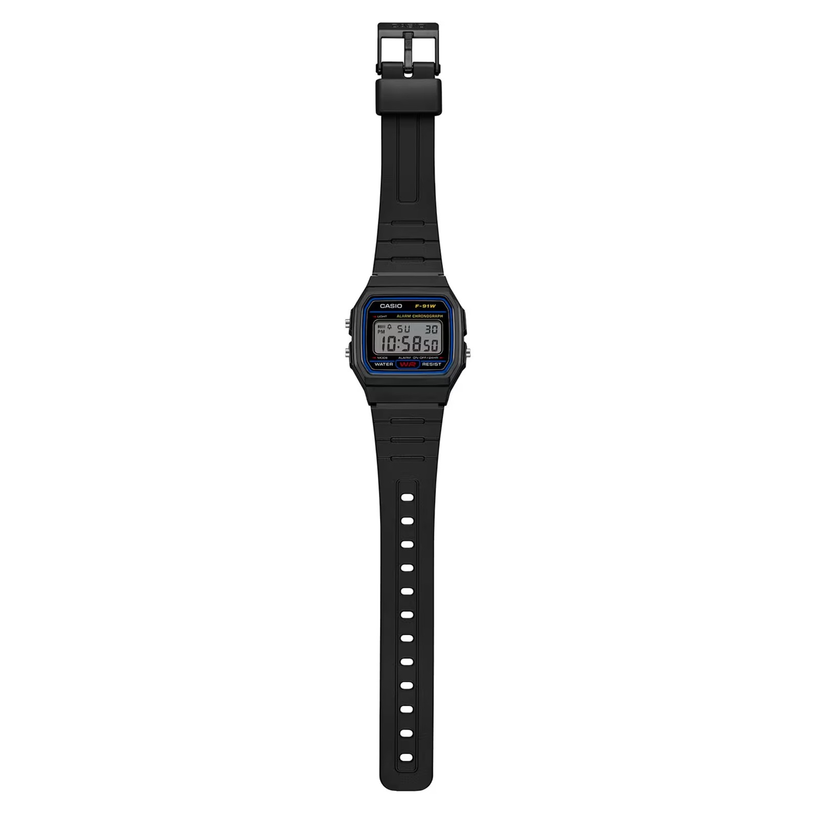Casio Men’s Classic Digital Black Resin Alarm Chronograph Watch – F-91W-1X