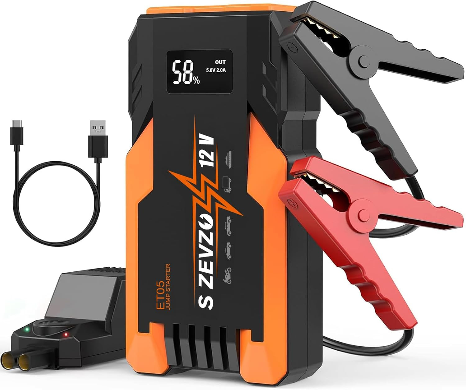 Jump Starter 3000A Portable Car Jumper Battery Pack Jump Box, Display Flashlight