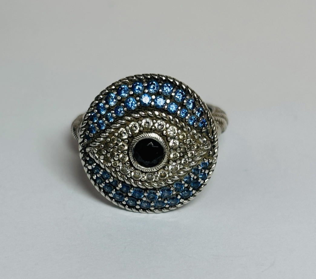 Judith Ripka Sterling 925 Silver Evil Eye Cubic Zirconia Ring Size 8 – .31
