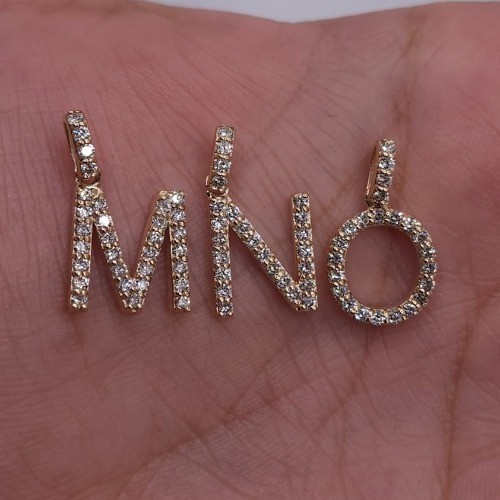 14Kt Gold Initial Letter 0.36 Ct Lab Grown Diamond Pendant