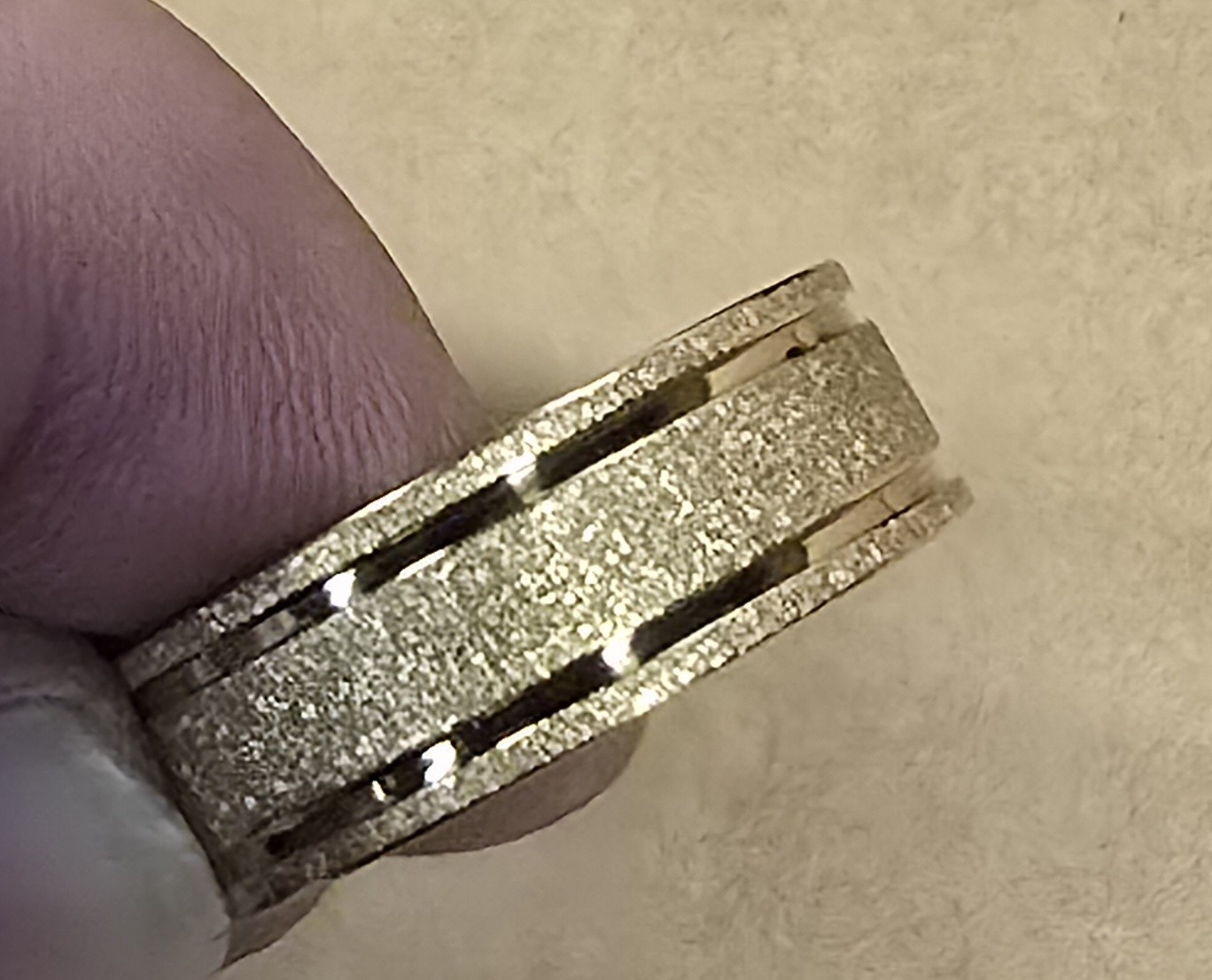 Gold Tungsten Wedding Band Ring Men Sandblasted Frosted Groove Size 10 8mm