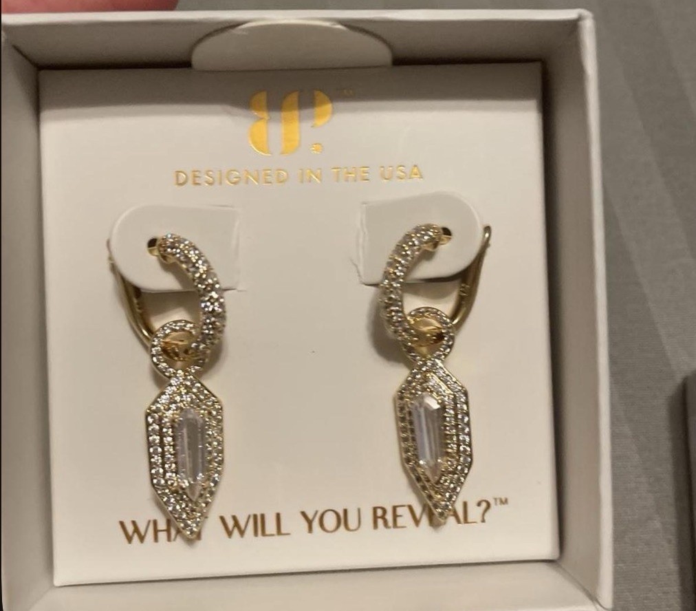 Bomb Party Birthday Collection April 2026 Gold Tone Crystal Dangle Leverback