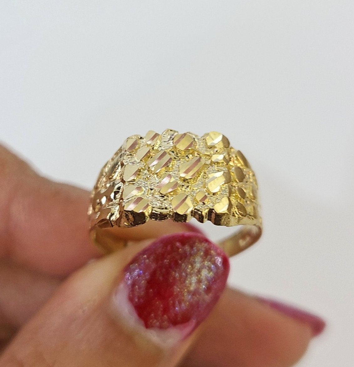 10k Nugget Ring Yellow Gold Women Men Real Genuine