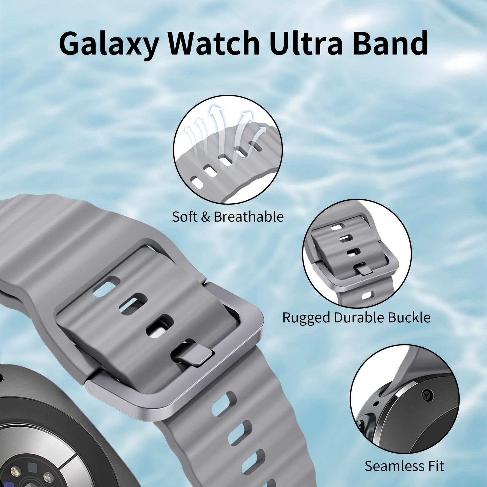 No Gap Silicone Band +Full Screen Cover for Samsung Galaxy Watch 8 Classic 46mm