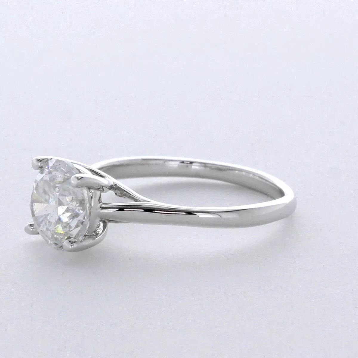 Solitaire Engagement Ring 14K Gold Trellis 2.43 CT Round Lab-Grown Diamond E SI1