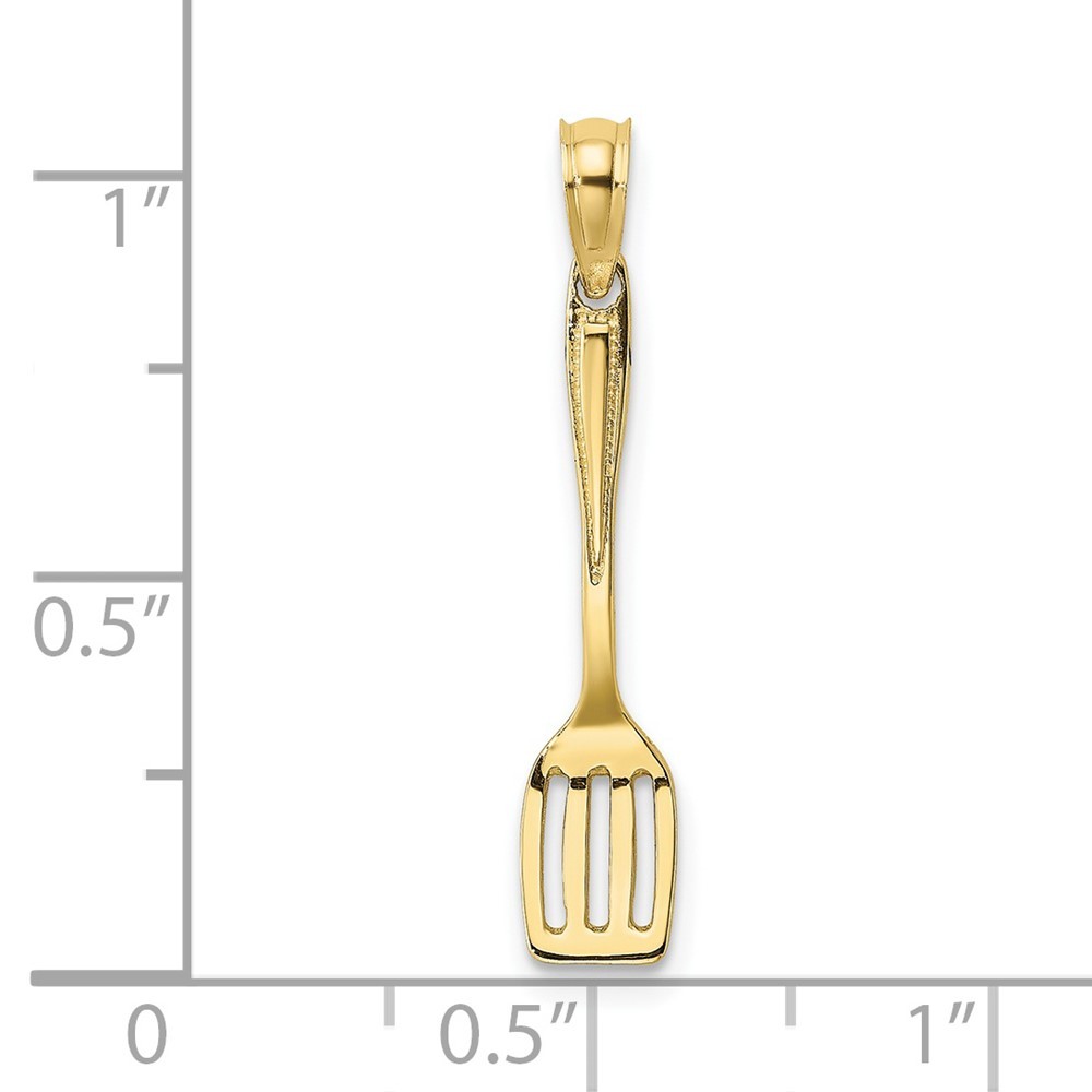 10K Yellow Gold 3-D Polished Spatula Charm Pendant L 21.5mm, W 5.15mm