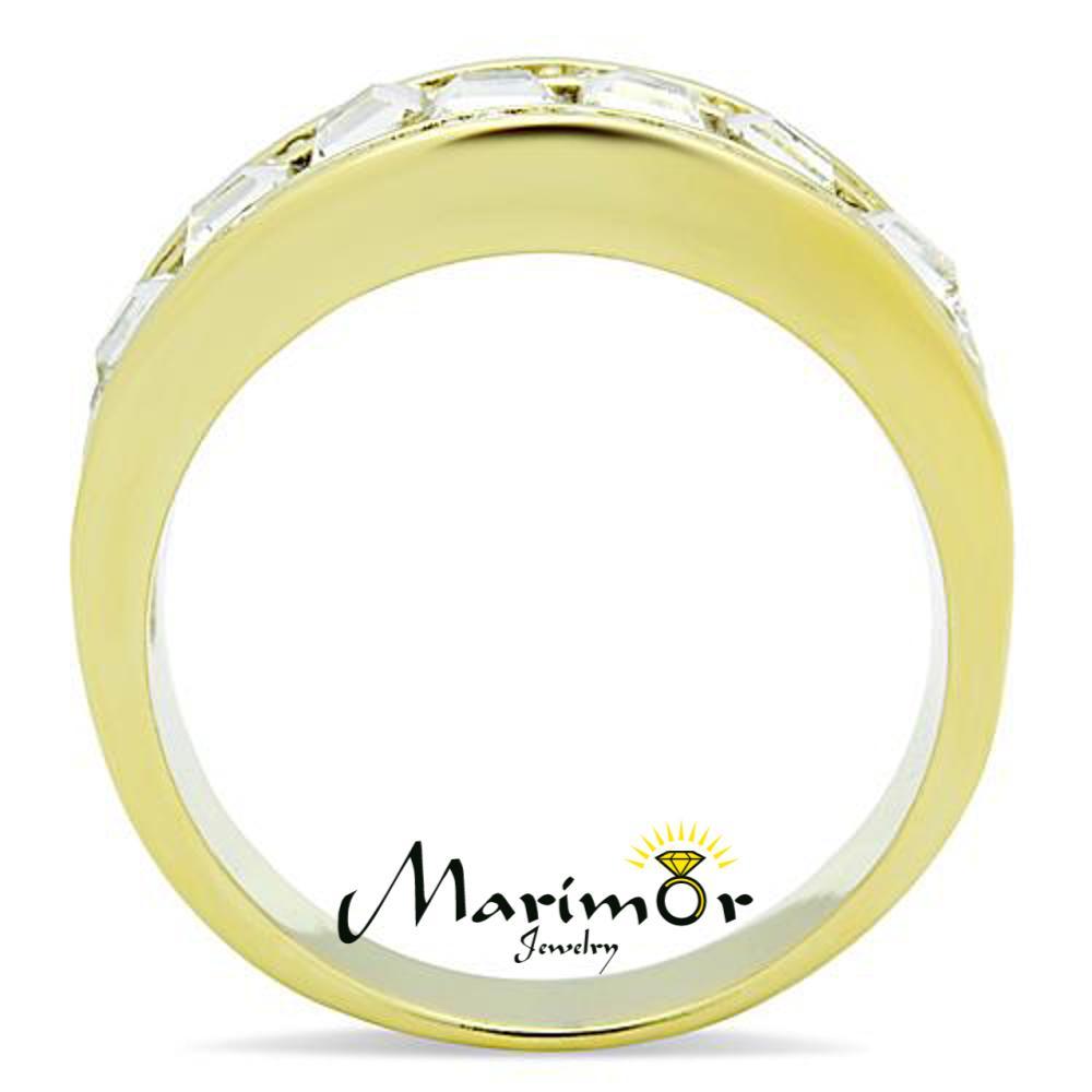 1.4 Ct Princess & Round Cut Crystal Stainless Steel 14k GP Anniversary Ring