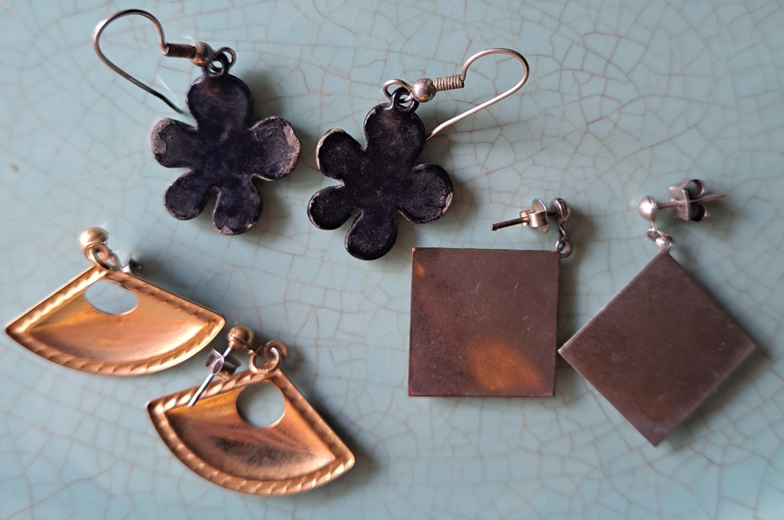 Vtg Cloisonne + Other Earrings Lot 10 Pairs Pierced Unicorns Shells Enamel