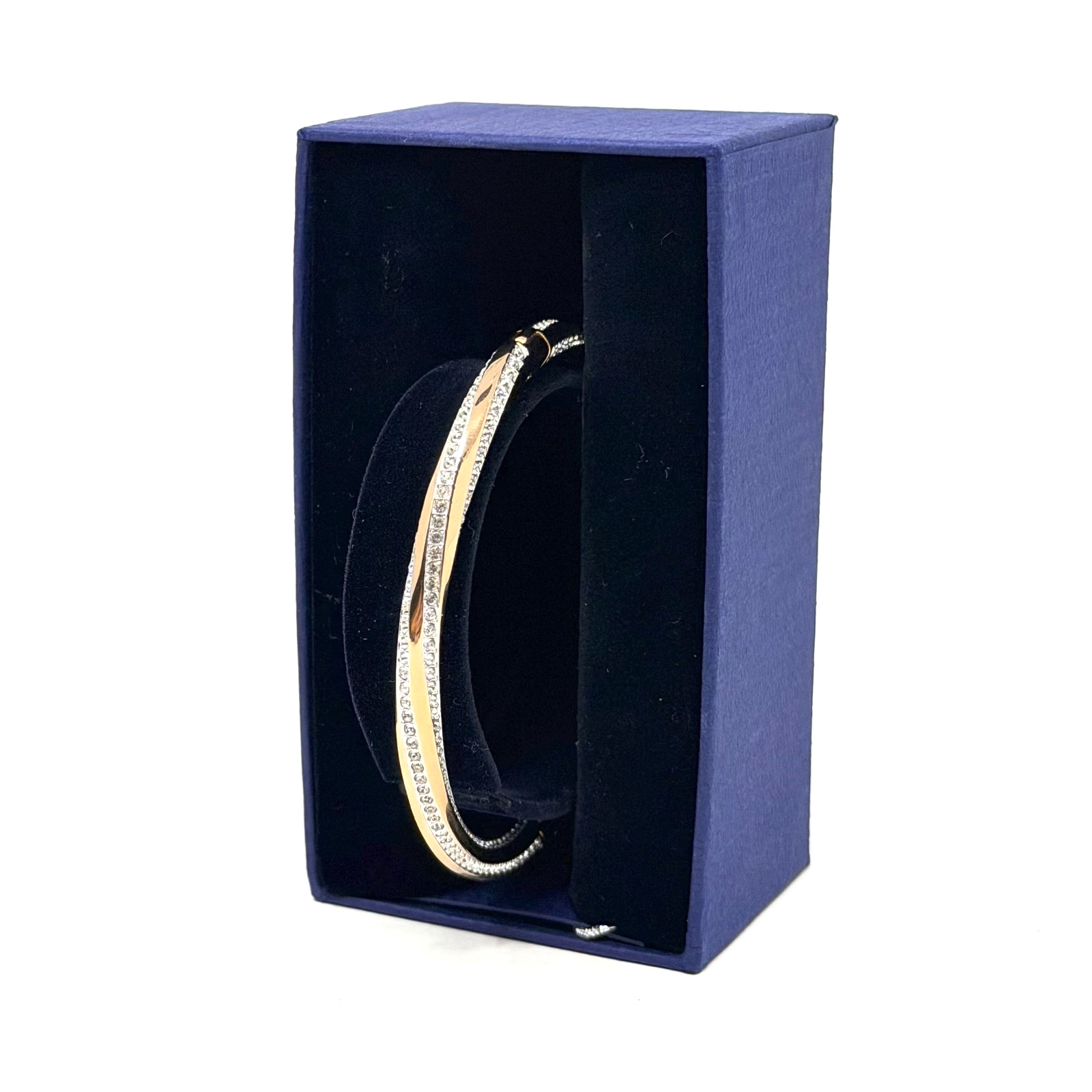 Swarovski Hilt Hinged Bangle Bracelet Medium M Rose Gold Plated Crystal Boxed