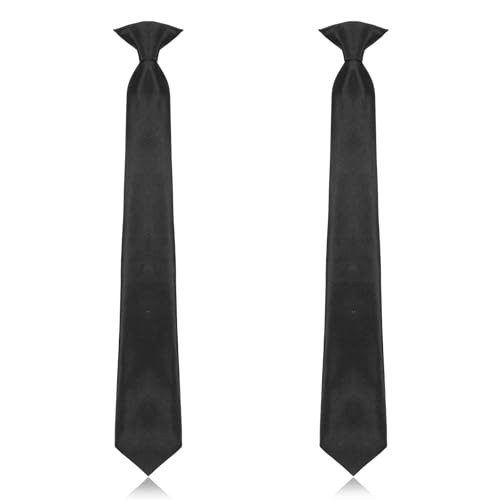 Thinp 2 Pcs Black Clip on Ties for Men, Clip on Tie Black Tie Pre-Tied Necktie