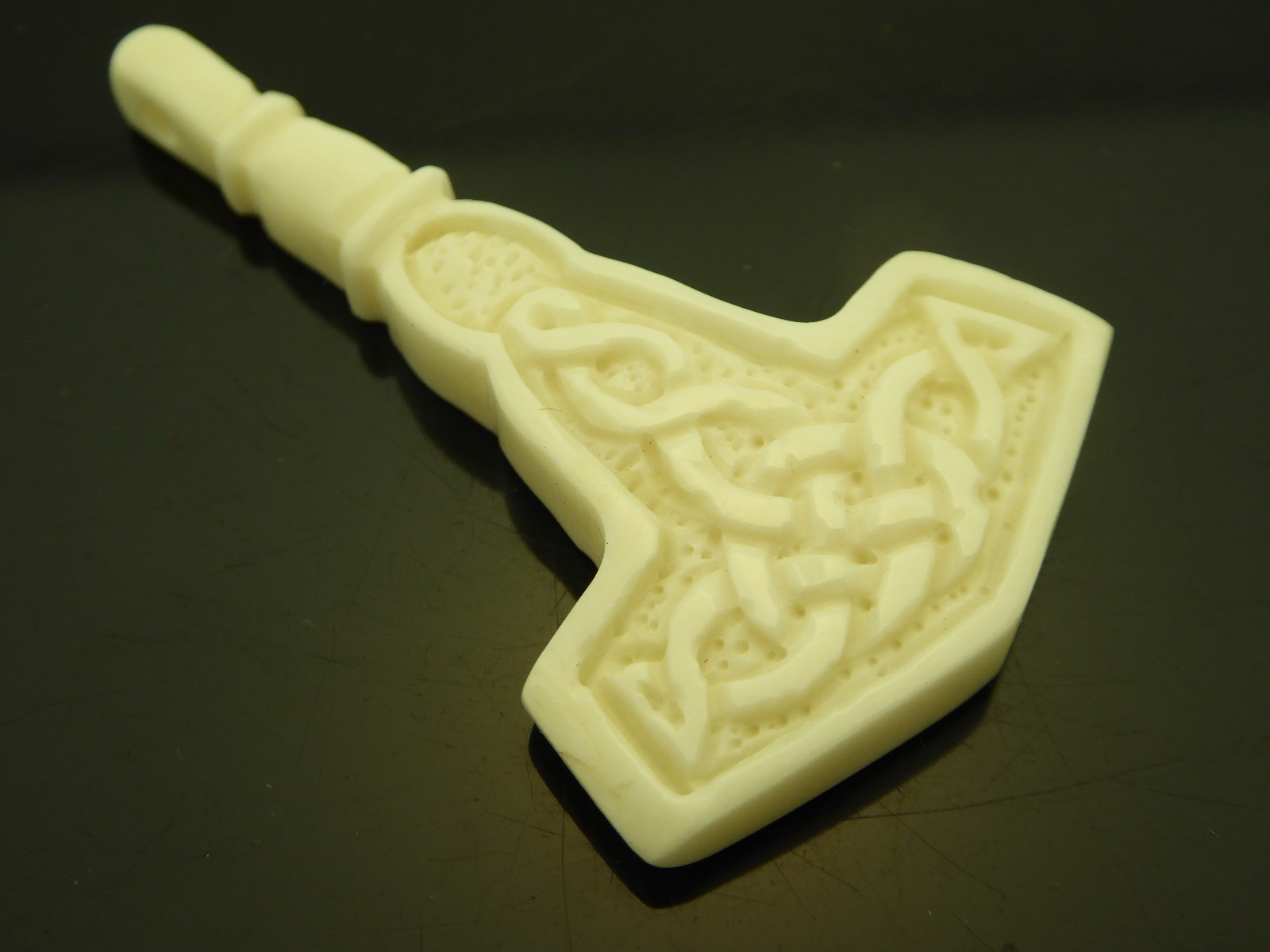 Thor’s Hammer Celtic Mjolnir Viking Norse Water Buffalo Bone Pendant Necklace