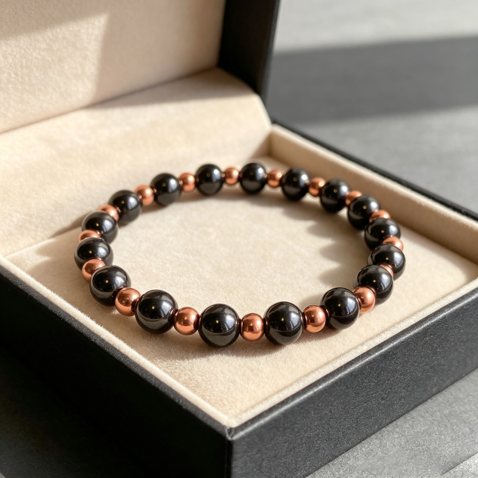 2PCS High Quality Copper Magnetic Hematite 4mm Beads Bracelet Healing Protective
