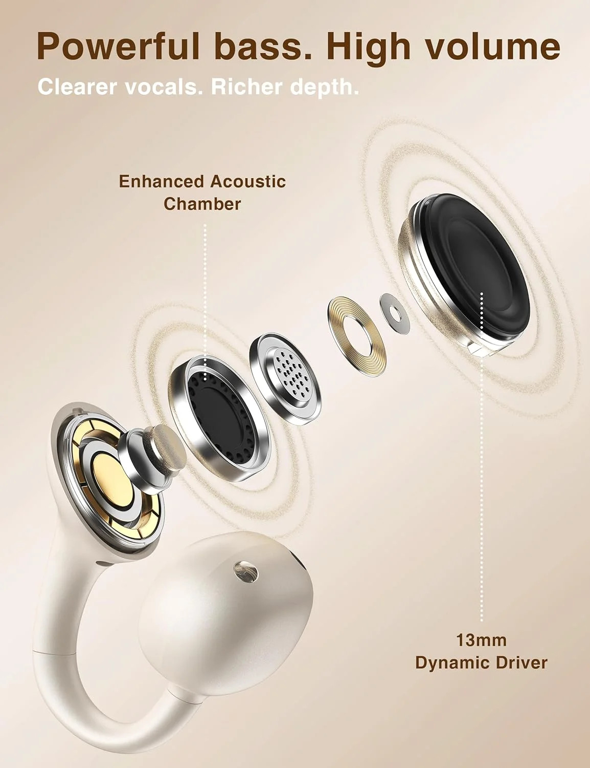 Open Ear Headphones with Dangling Star Jewelry Earrings, Wireless Bluetooth 6.0