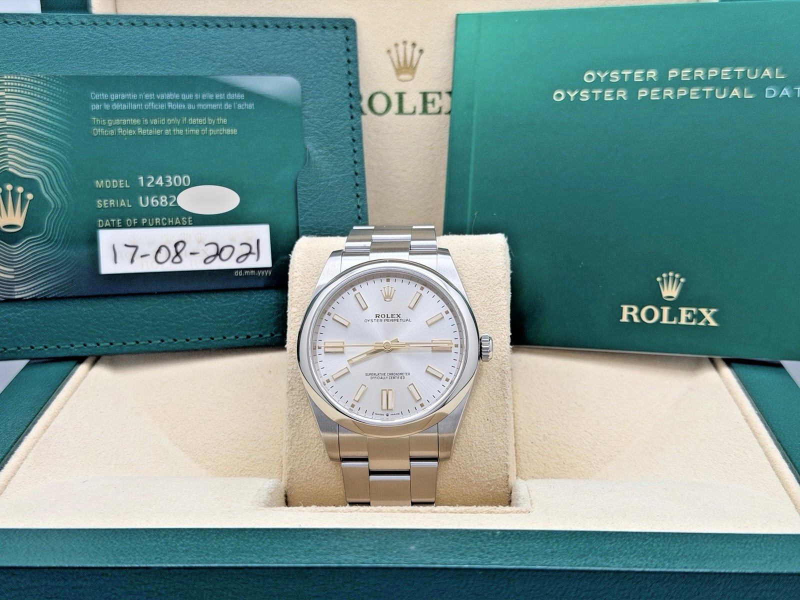 Rolex Oyster Perpetual 124300 41mm Silver Dial Stainless Steel Box Paper
