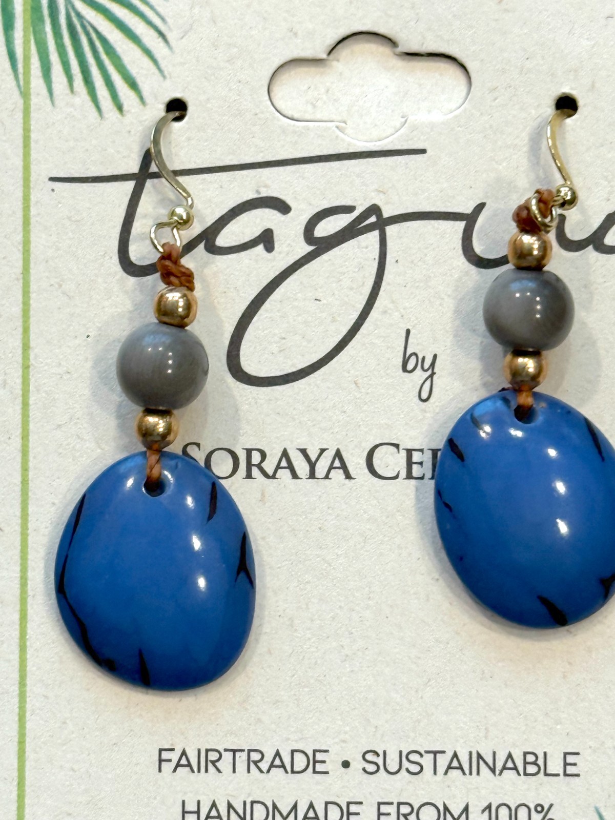 TAGUA NUT “UMA” EARRINGS ORGANIC ARTISAN HANDMADE FAIR TRADE LIGHTWEIGHT NEW