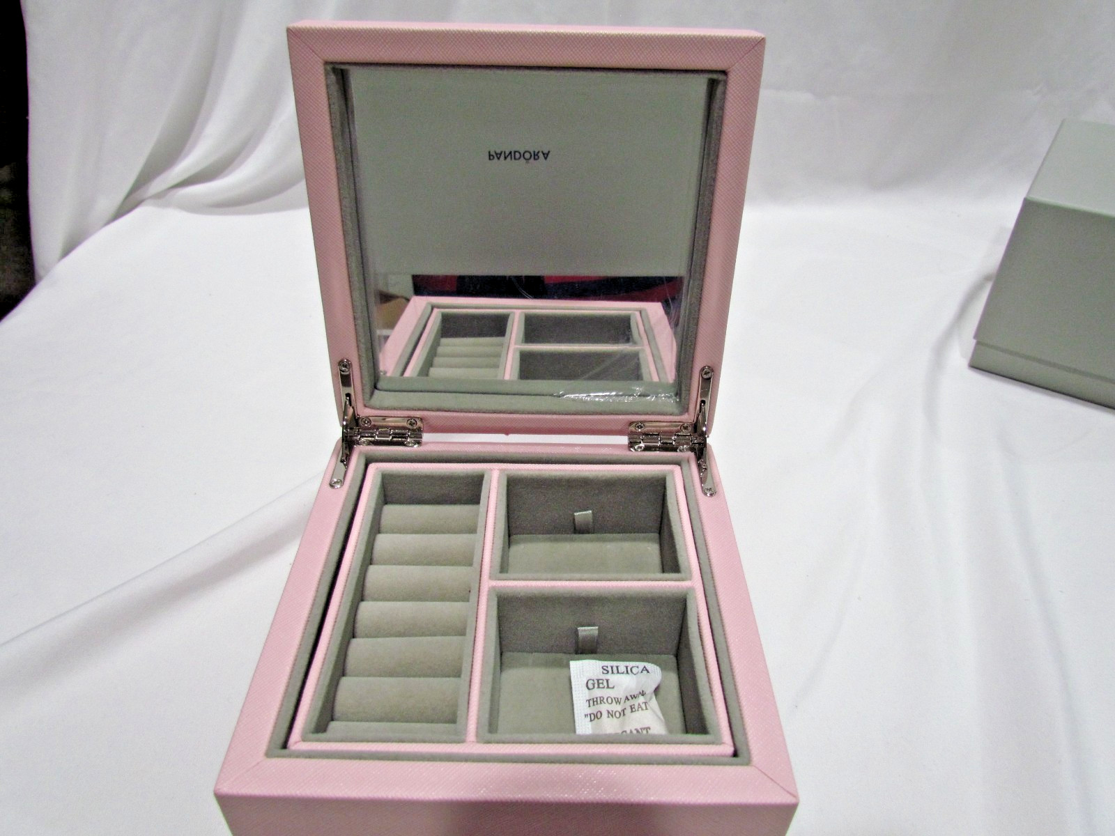 Pandora Pink Jewelry Organizer Box Storage Case W/Mirror & Removable Trays New
