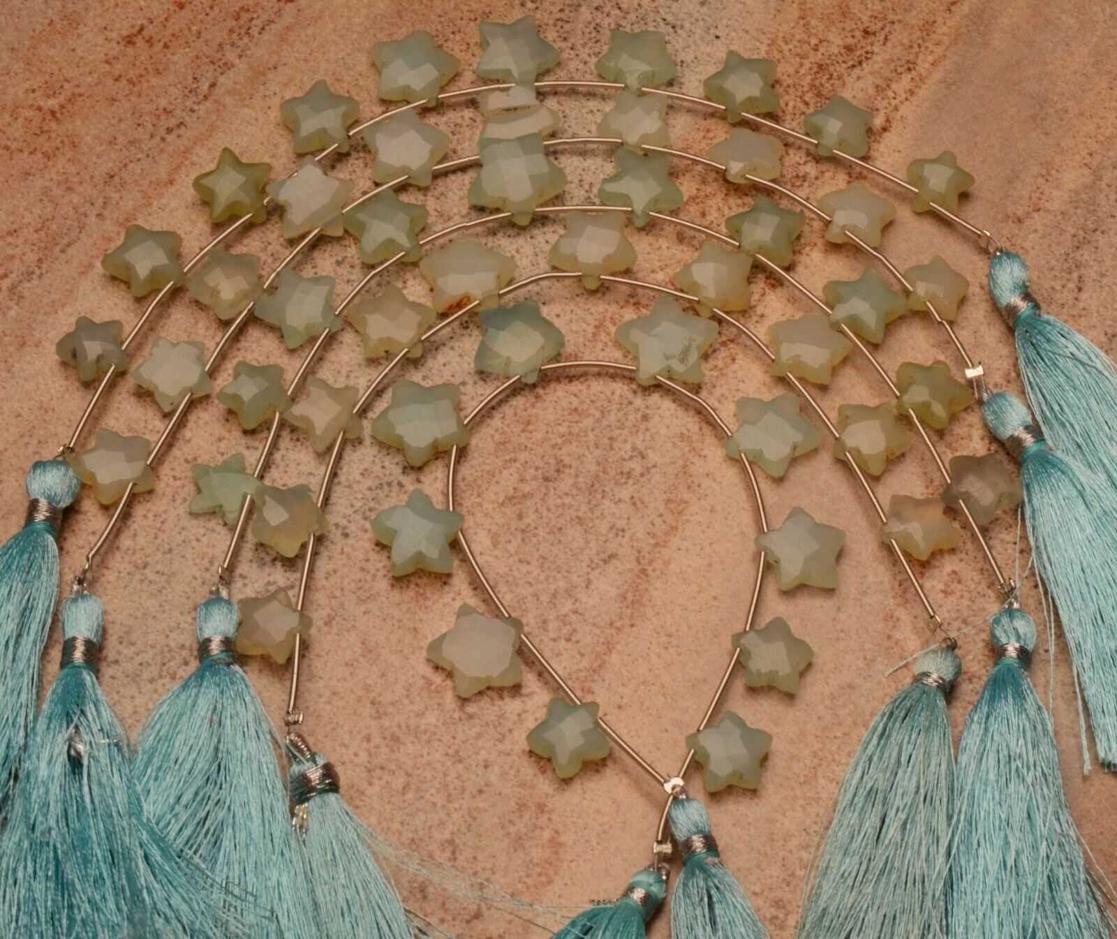 Natural Gem Chalcedony 10 to 13 mm Size Star Shape Beads 7″ Strand
