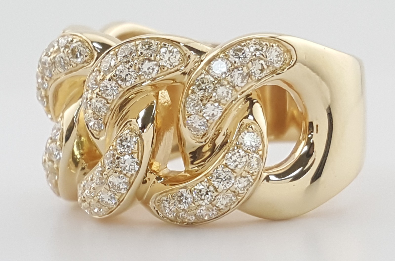 Diamond Cuban Link Gent’s Ring 1.3 ct 14k Yellow Gold 8.8 Grams