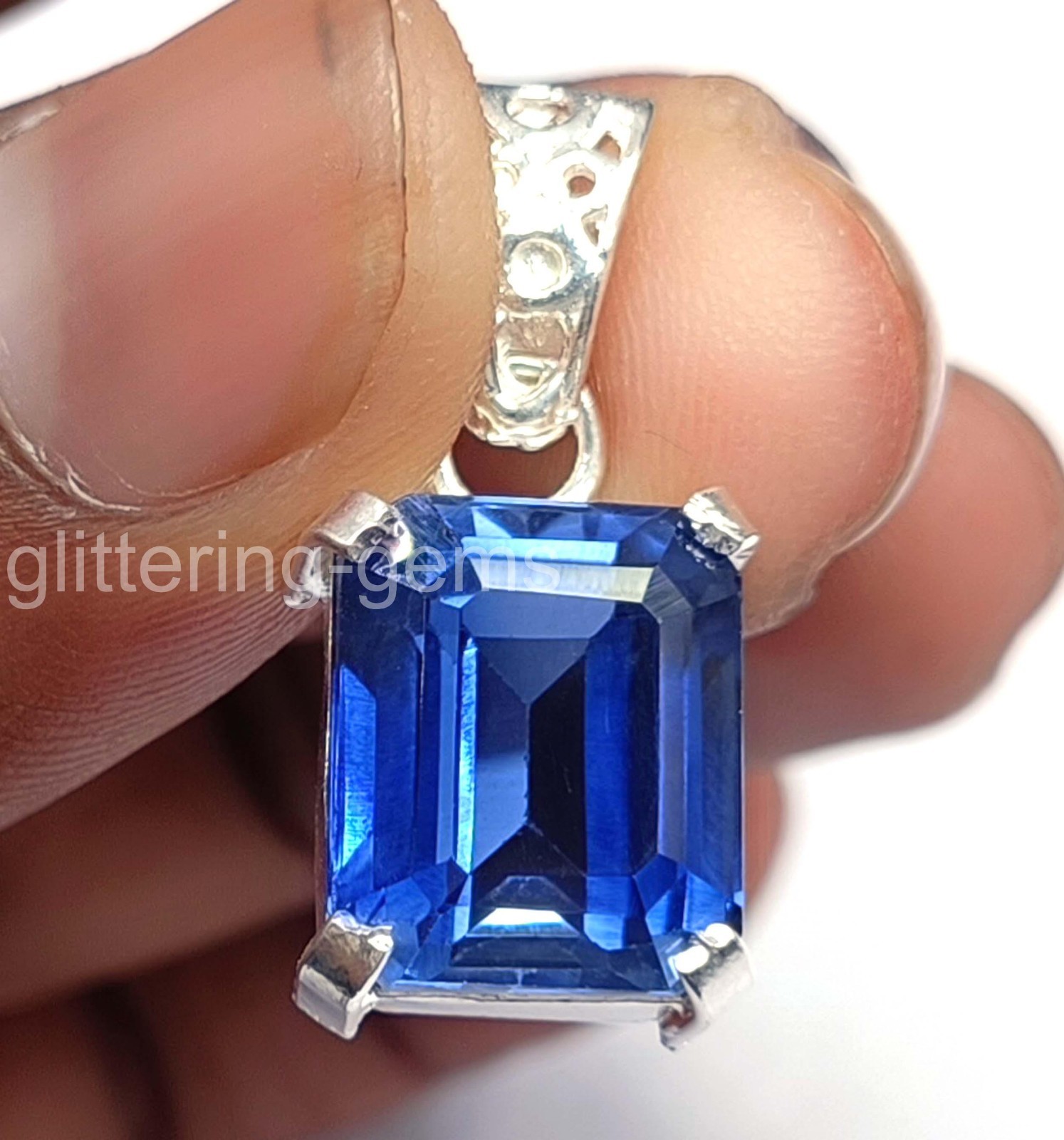 IGL Certified 25.0 Ct Natural Sapphire 925 Silver Pendant Loose Gemstone 5JOU