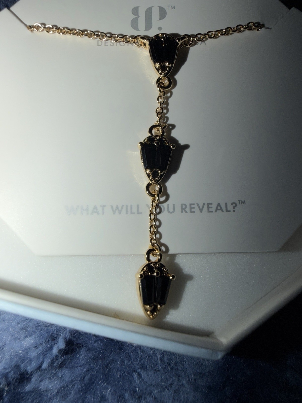 Bomb Party NK92712 “The Reese Necklace” Black Onyx on Yellow Gold Plating