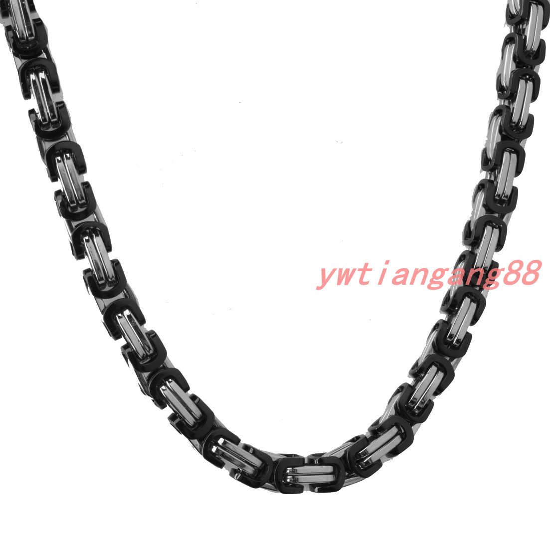 Men Chain Stainless Steel Silver/Gold/Black Tone Byzantine Box Necklace Bracelet