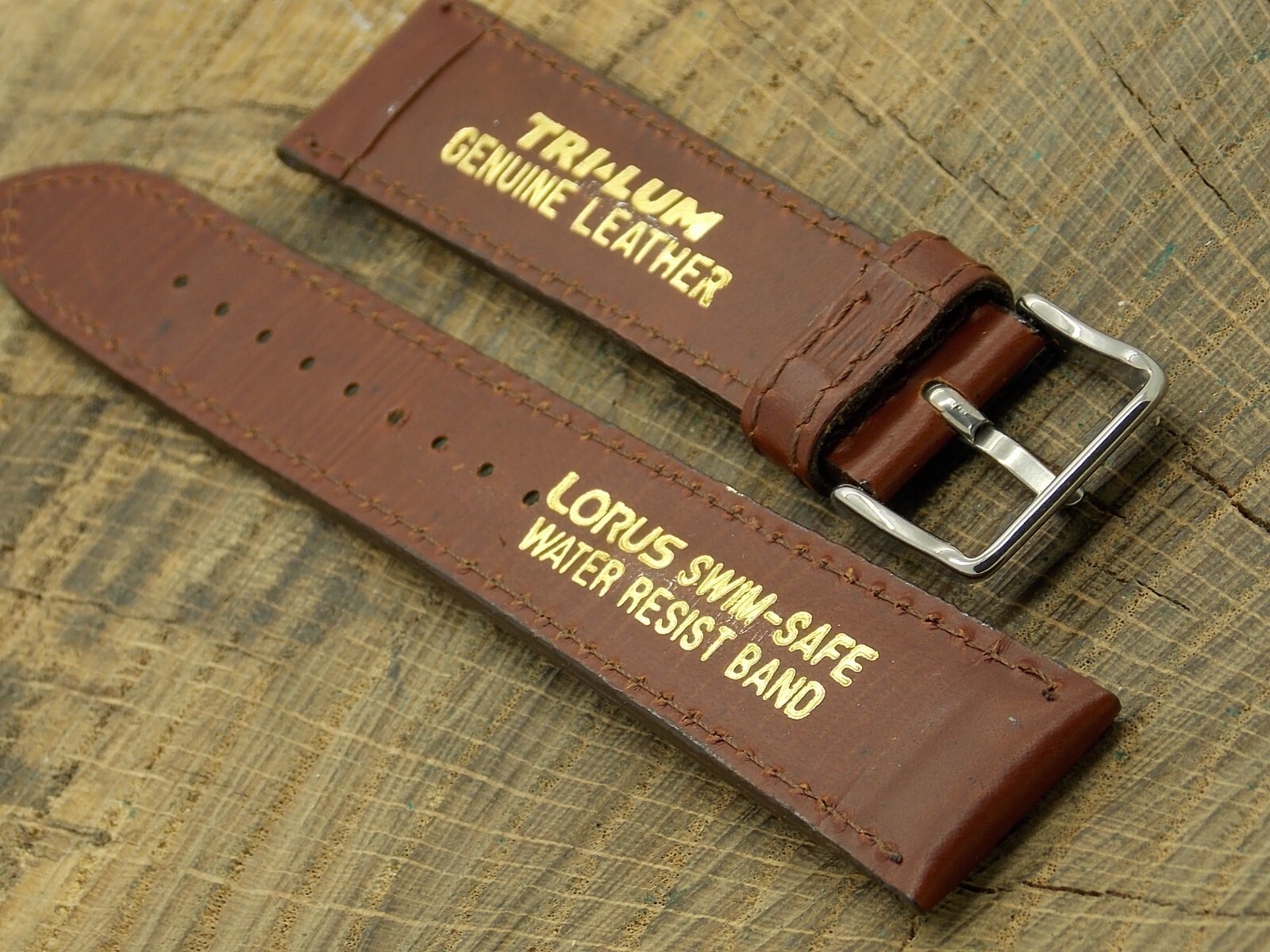Vintage Lorus Swim-Safe Leather w Silver Tone Buckle 20mm Watch Band NOS Unused
