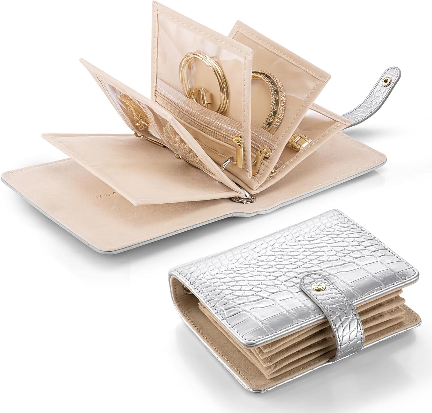 VLANDO Travel Jewelry Organizer Case,Jewelry Storage Book,Jewelry Pouches Bags