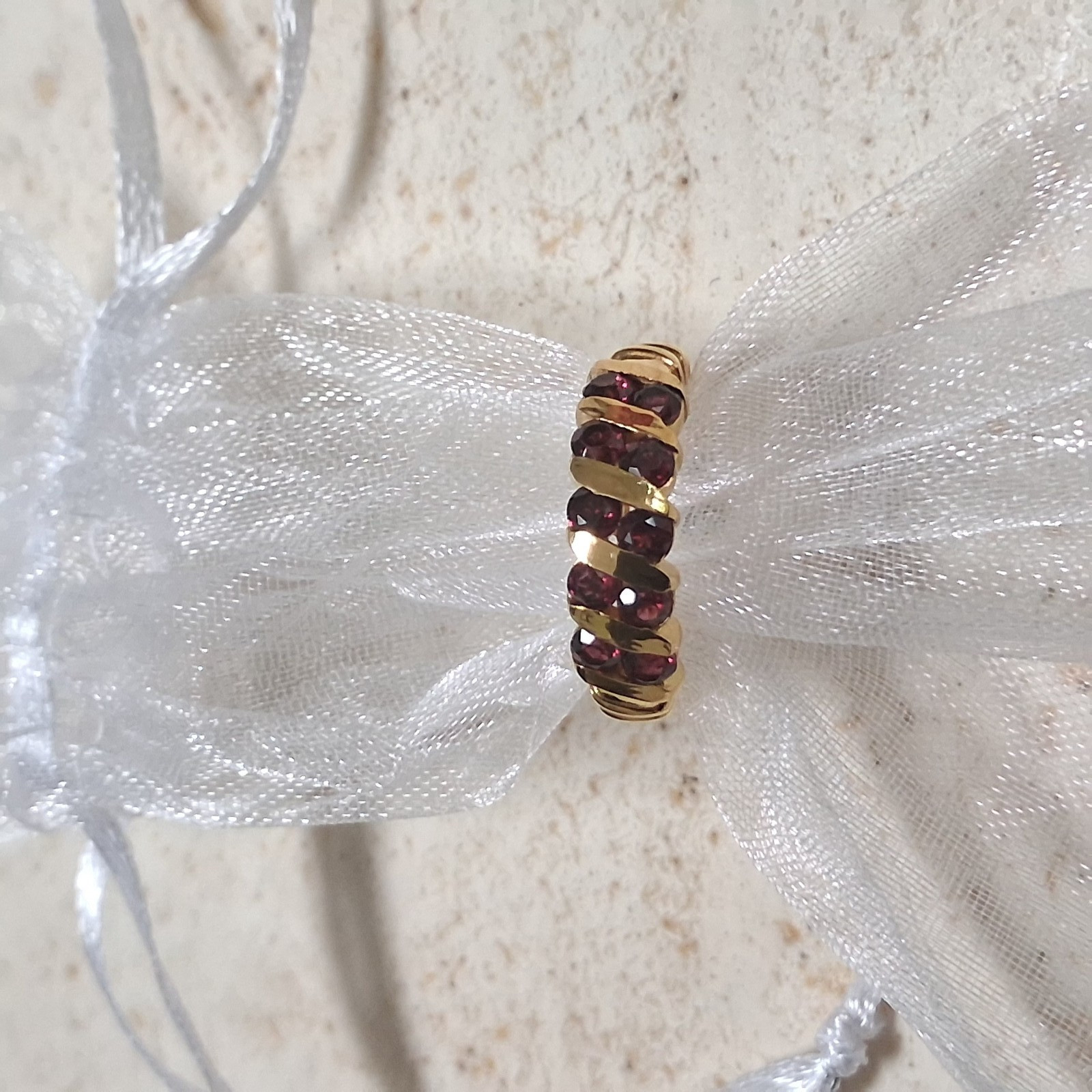 Rhodolite Garnet, Ten Gemstone, Sterling Silver Eternity ring, size N/O, 7.