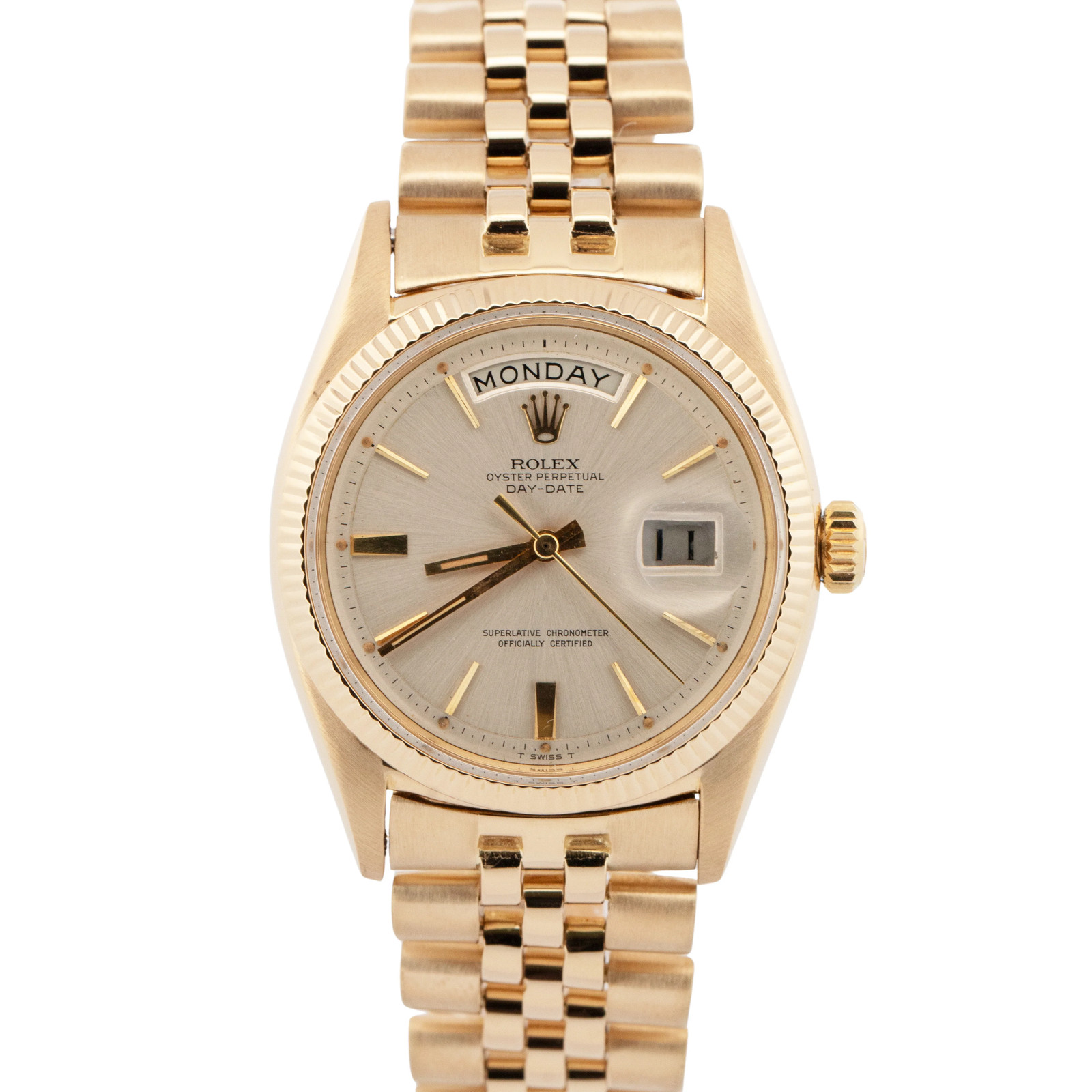 Vintage Rolex Day-Date SILVER Doorstop 18K Yellow Gold Jubilee 36mm 6611 Watch