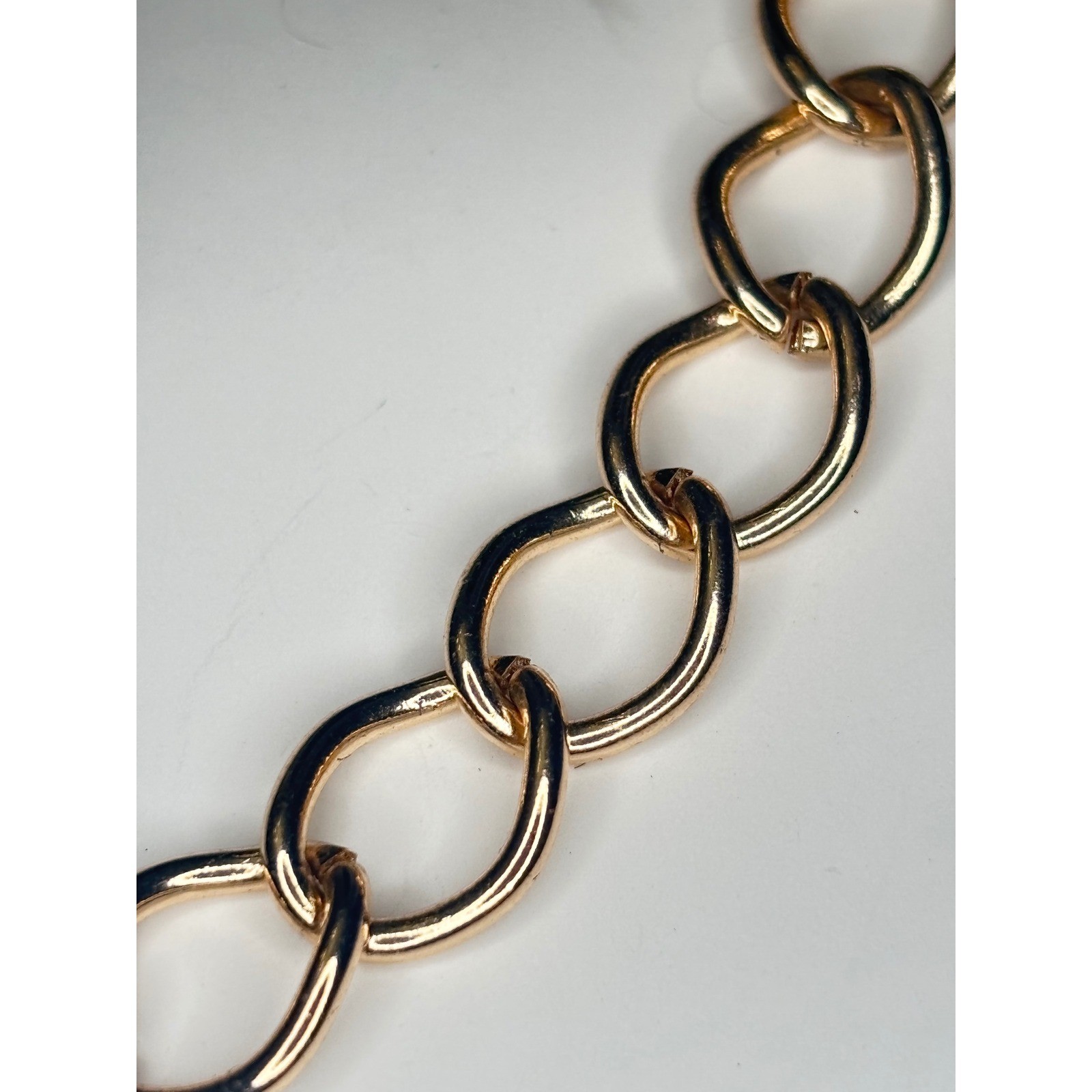 Oval Link Chain Necklace Gold Tone Long Statement Opera Length 31 Inch