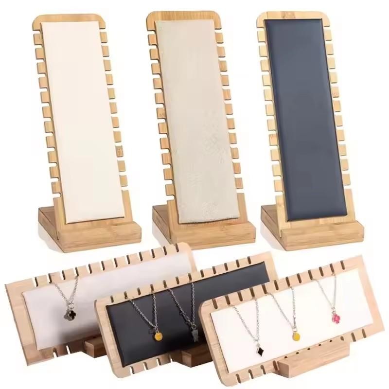 Creative Bamboo Wooden Jewelry Display Stand Necklace Bracelet Holder Organizer
