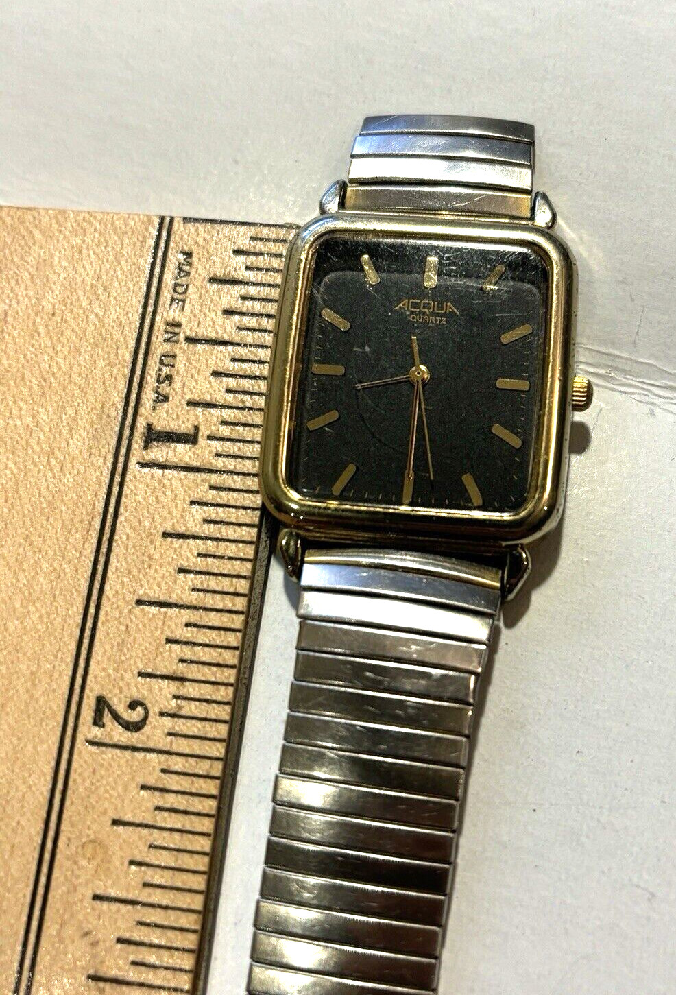 Acqua watch men’s dress formal black gold tone bracelet runs fine – needs band