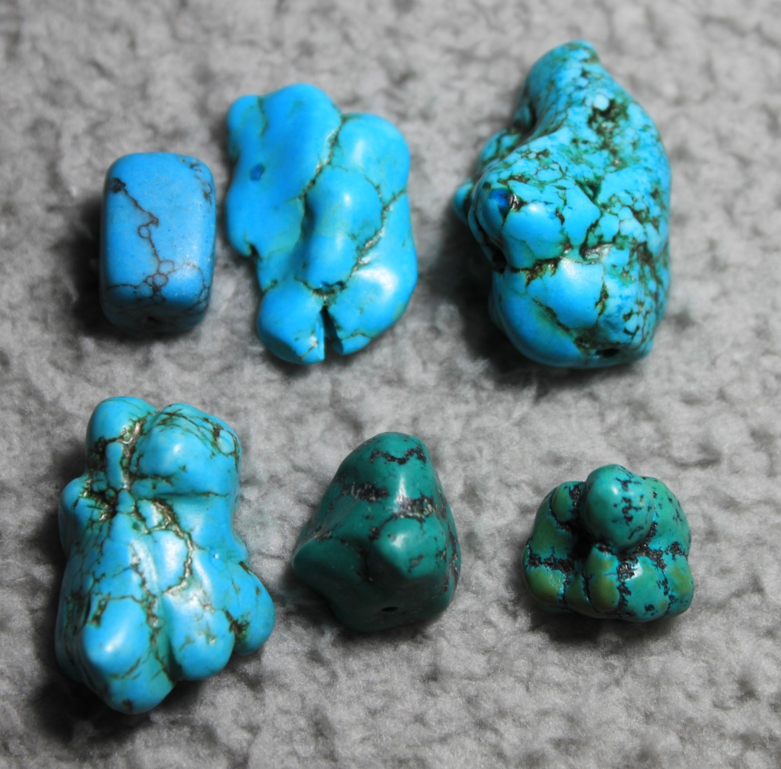 Natural Turquoise Nugget Bead Lot of 6 Chunky Stone Focal Jewelry Approx 20-40mm