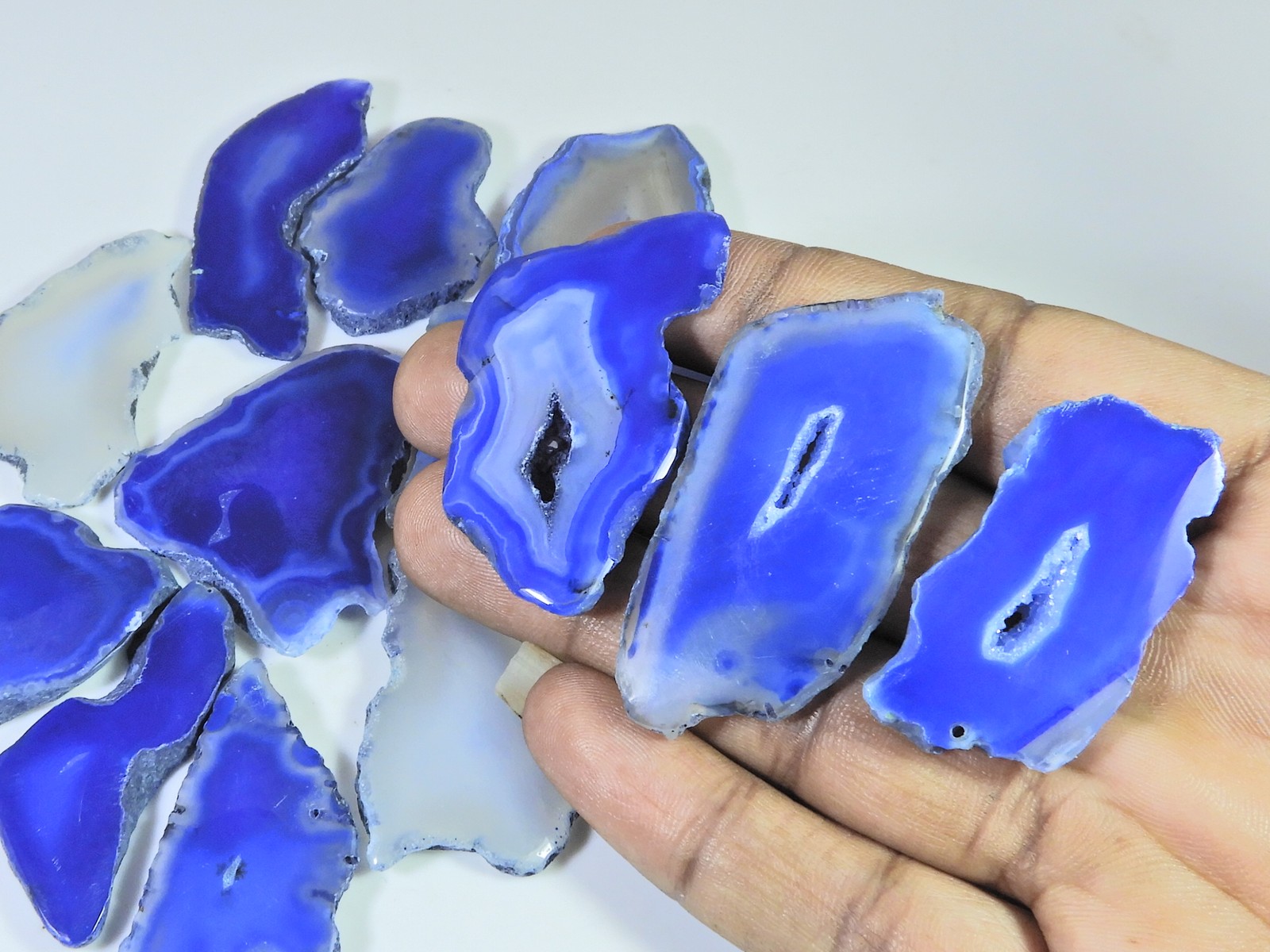 585Cts. Slice Druzy Agate Fancy Cabochon Loose Gemstone 28X38X05-26X53X05MM O056