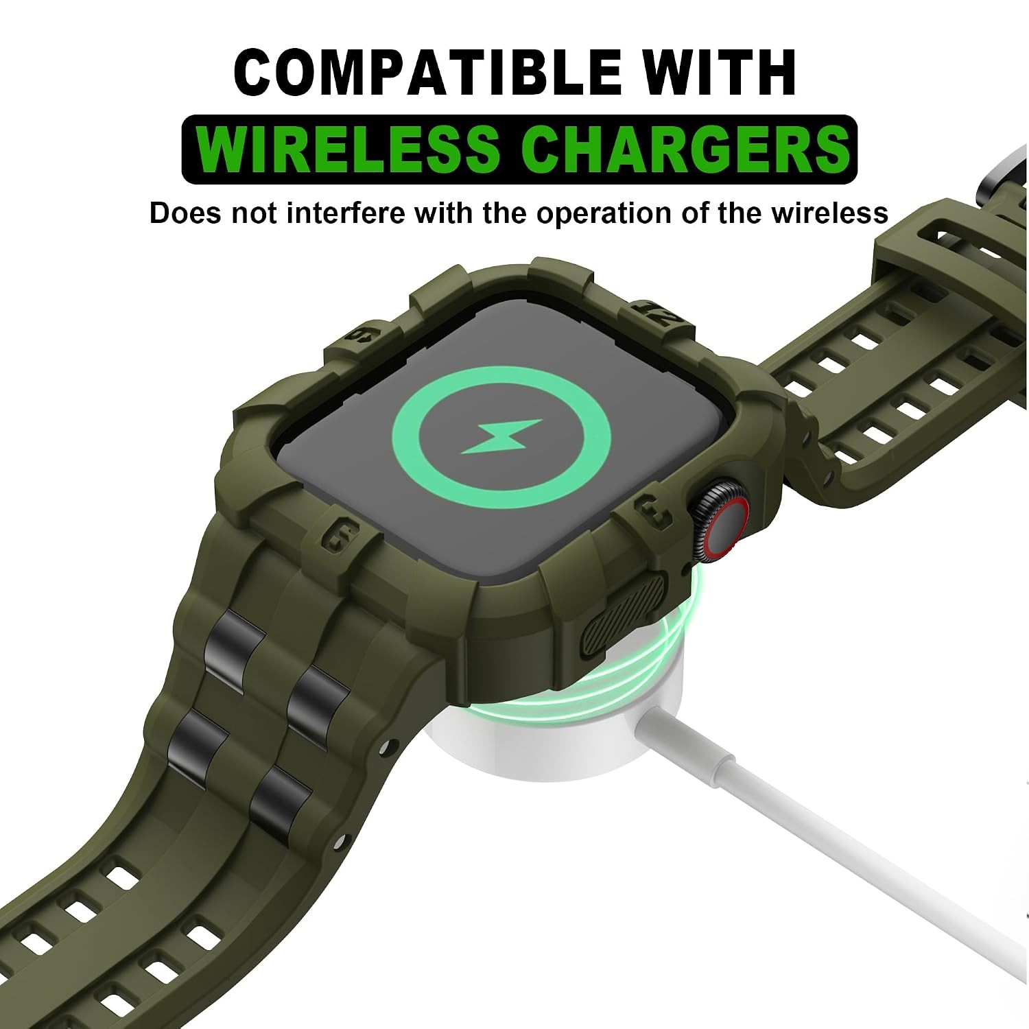 Rugged Apple Watch Case Army Green 45mm 44mm 42mm Compatible Series 9 8 7 6 5 4