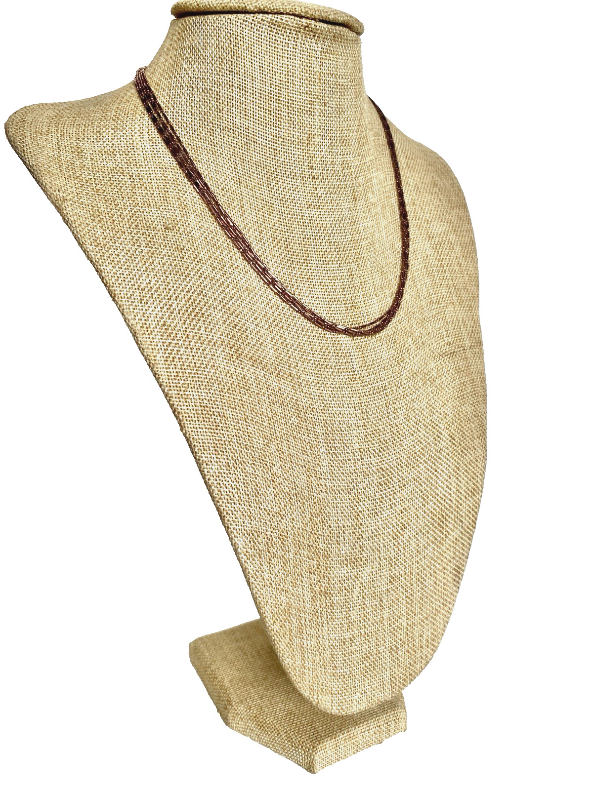 Multi-Strand Copper Ball & Bar Chain Necklace 17-1/2″ Long