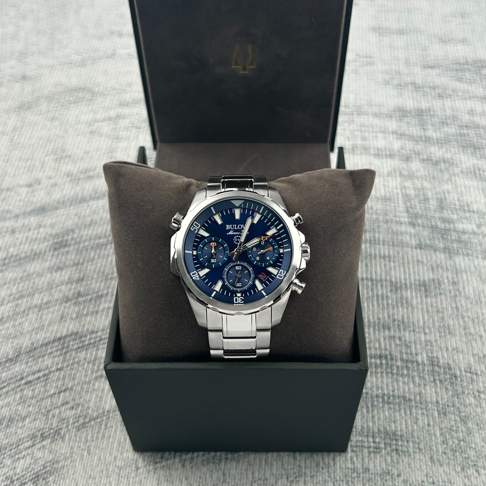 Bulova Marine Star 96B256 Blue Dial Chronograph Men’s Quartz Watch | 43mm