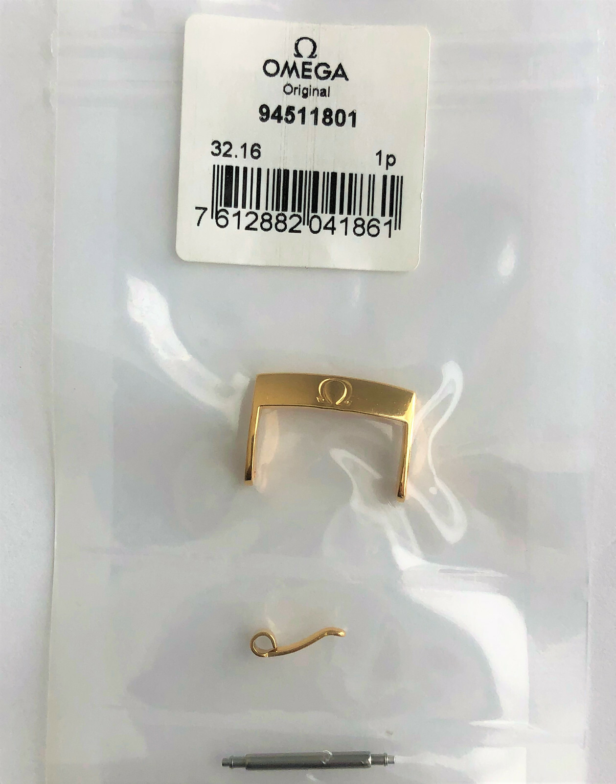 ORIGINAL OMEGA 18mm GOLD CLASP BUCKLE # 94511801 FITS 18mm STRAP BREADTH