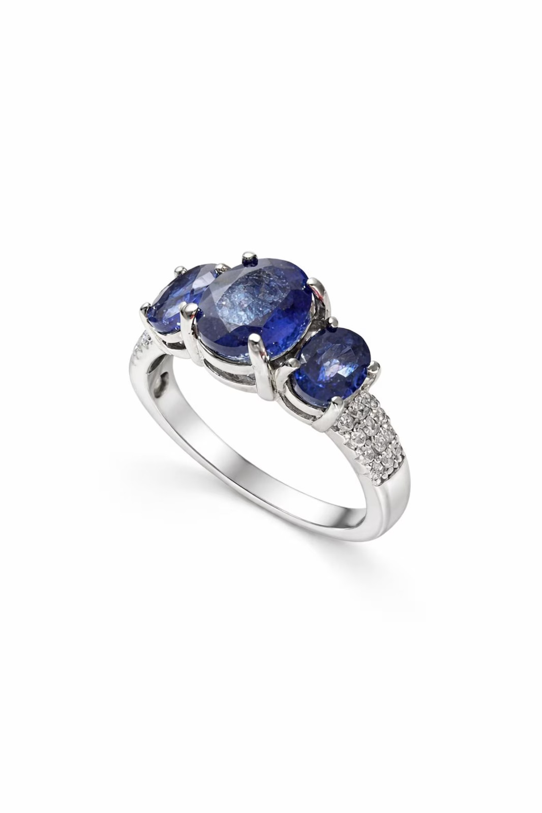 3.94 Ct Oval Cut Natural Sapphire Diamond Engagement Ring 14K Solid White Gold 5