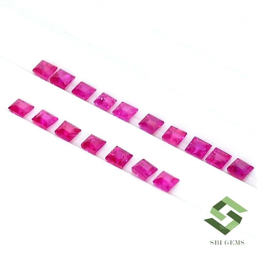 1.08 Cts Natural Ruby Square Cut Faceted 15 Pcs Lot 2x2x1.5 mm Loose Gemstones