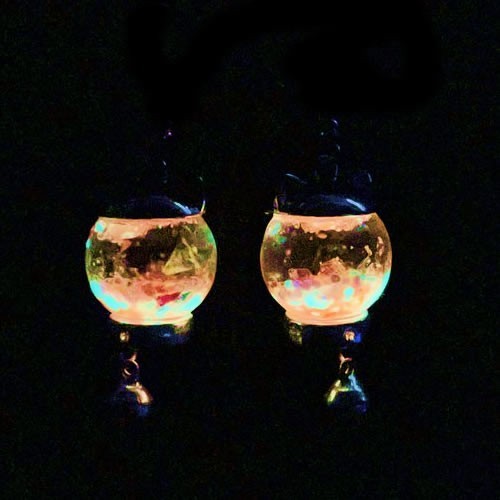 Orange Cat Crystal Ball Glow in the Dark Glass Water Globe Earrings