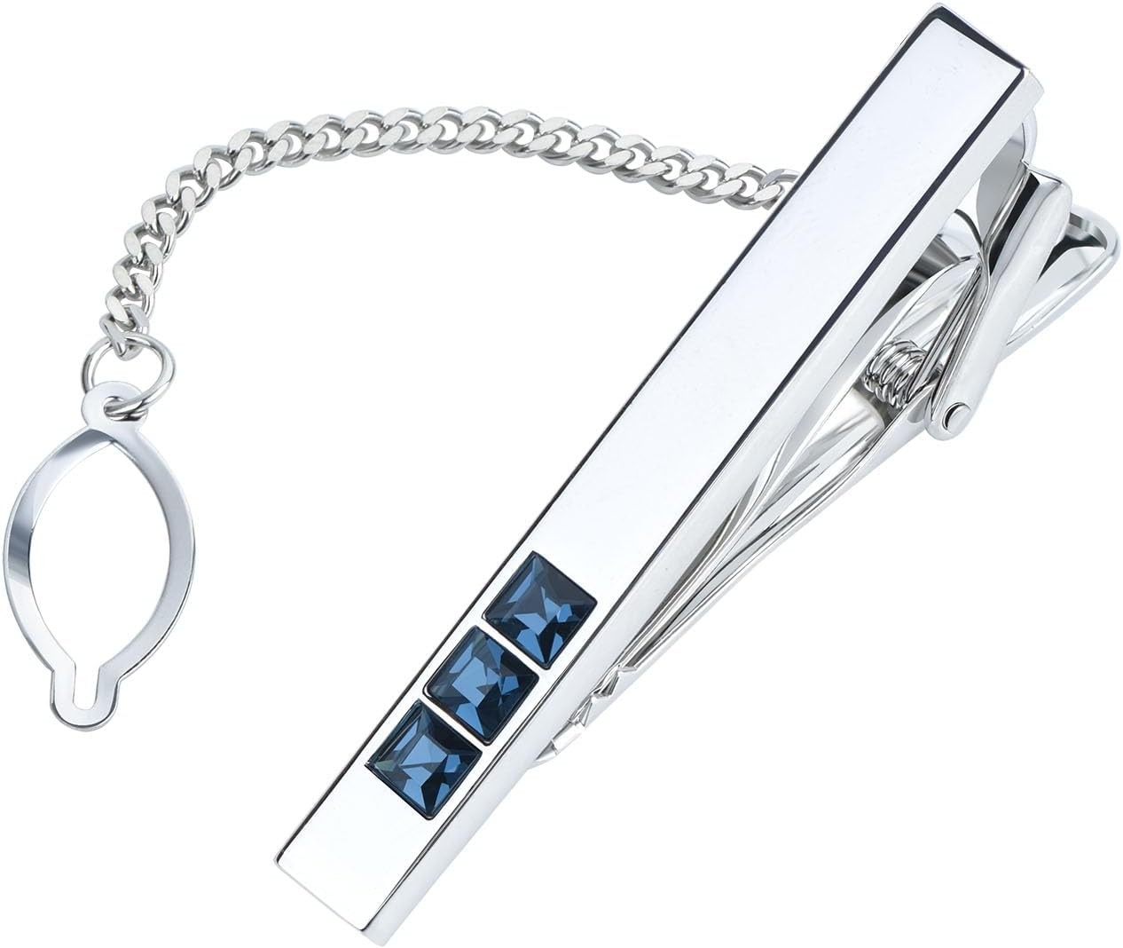 Men’s Classic Luxury Zircon Crystal Tie Clip Silver Tone Light Brass Regular
