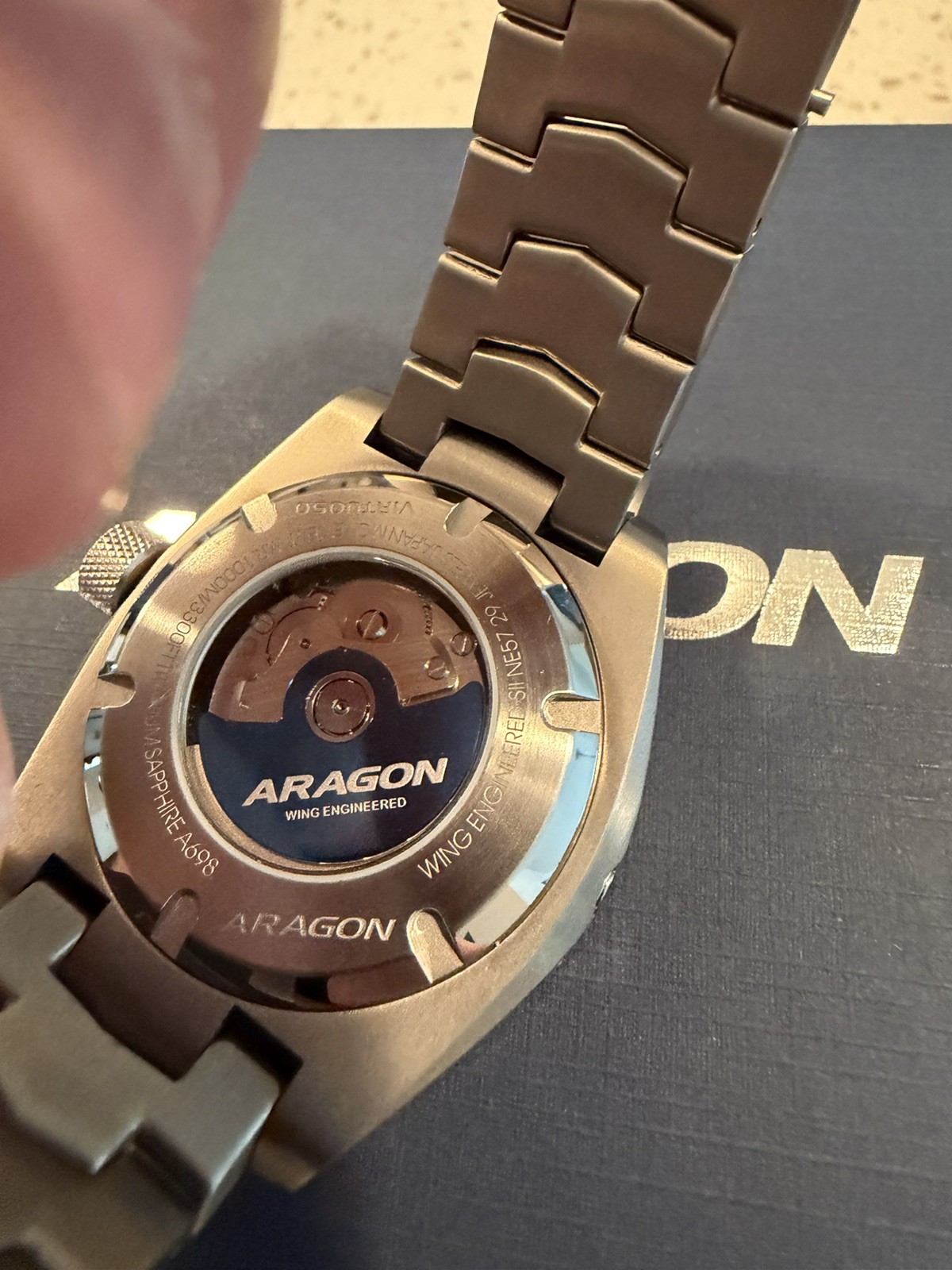 Aragon Virtuoso Titanium Miyota 9015 Men’s Automatic Watch 44mm A698BLK MOP NE57