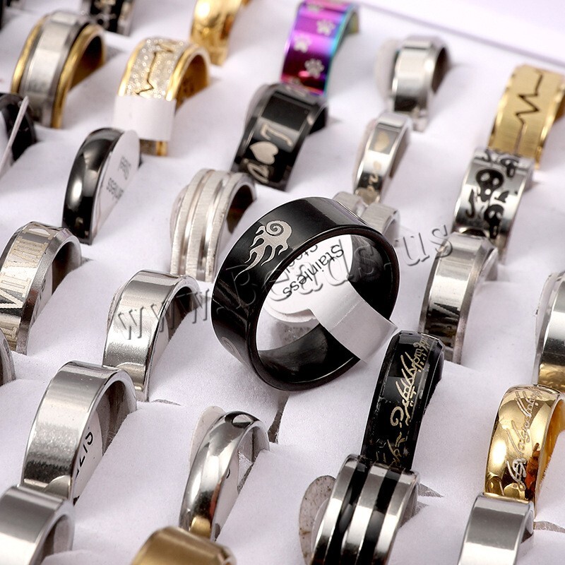 100X Bulk Lot Mixed Stainless Steel Rings Men’s women’s Fashion Ring Wholesale .